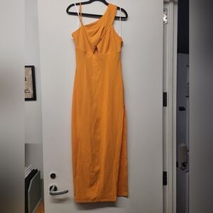 One shoulder cutout evening gown orange size 10